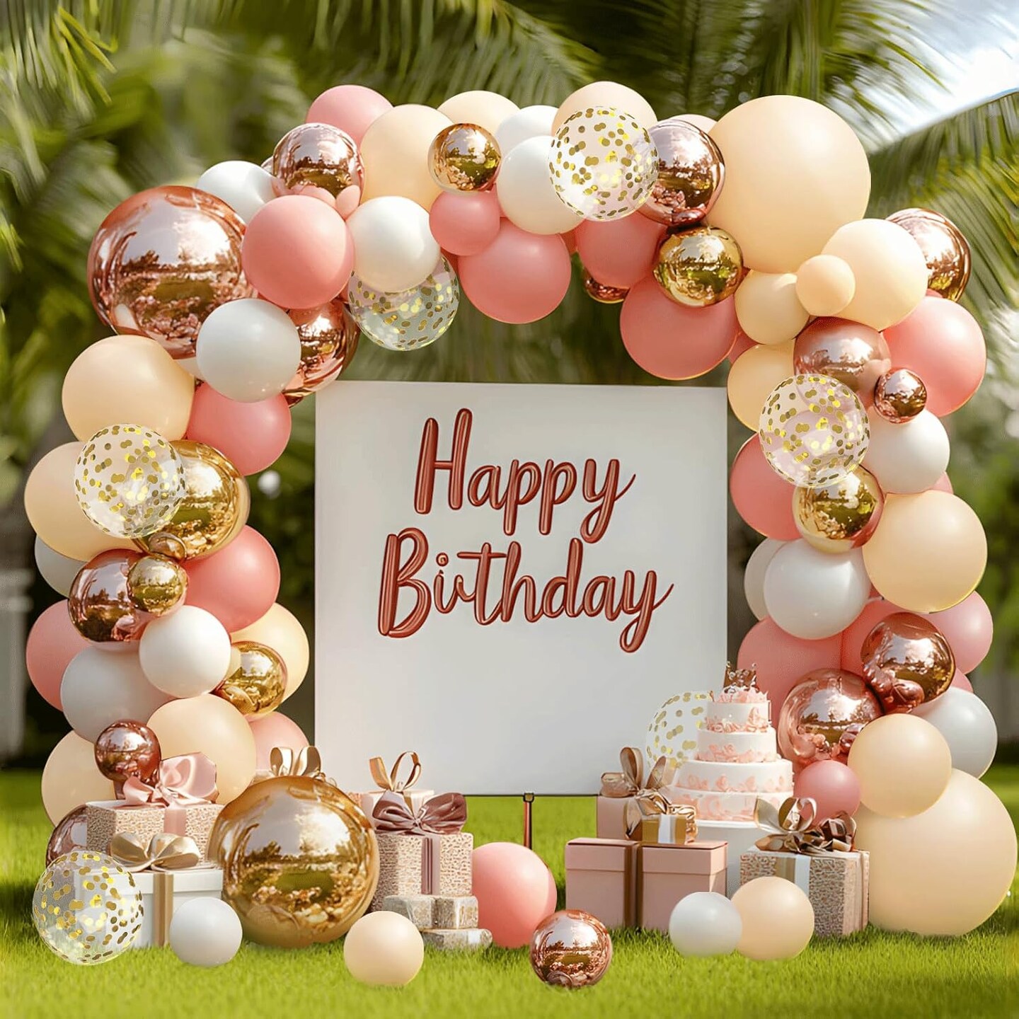 Blush Dusty Rose Pink Balloon Garland Arch Kit – Boho Peach & Rose Gold Confetti Balloons for Bridal Shower, Wedding, Engagement, Tea Party, Girls’ or Women’s Birthday Decorations