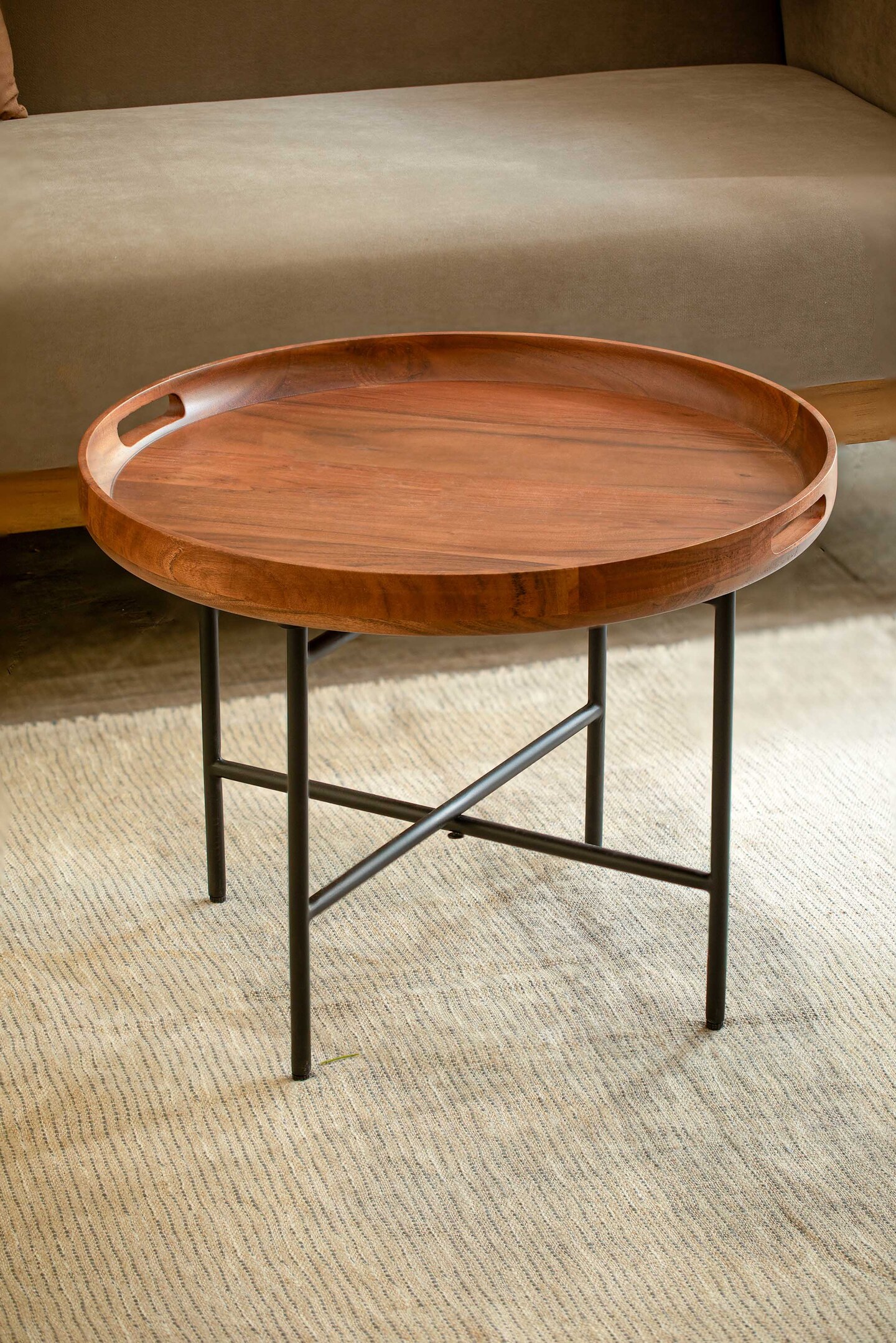 Wooden Coffee Table with Metal Stand (Knock Down) | Modern Coffee Tables | Space-Saving Furniture"