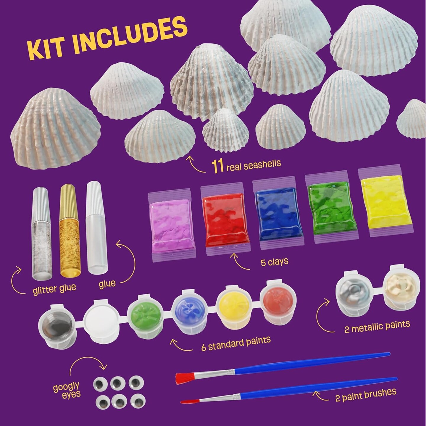 Summer Kids Sea Shell Painting Kit - Arts &#x26; Crafts Summer Gifts for Boys and Girls - Craft Activities Kits - Creative Art Activity Gift Toys for Age 6, 7, 8, 9, 10, 11 &#x26; 12 Year Old 8-12