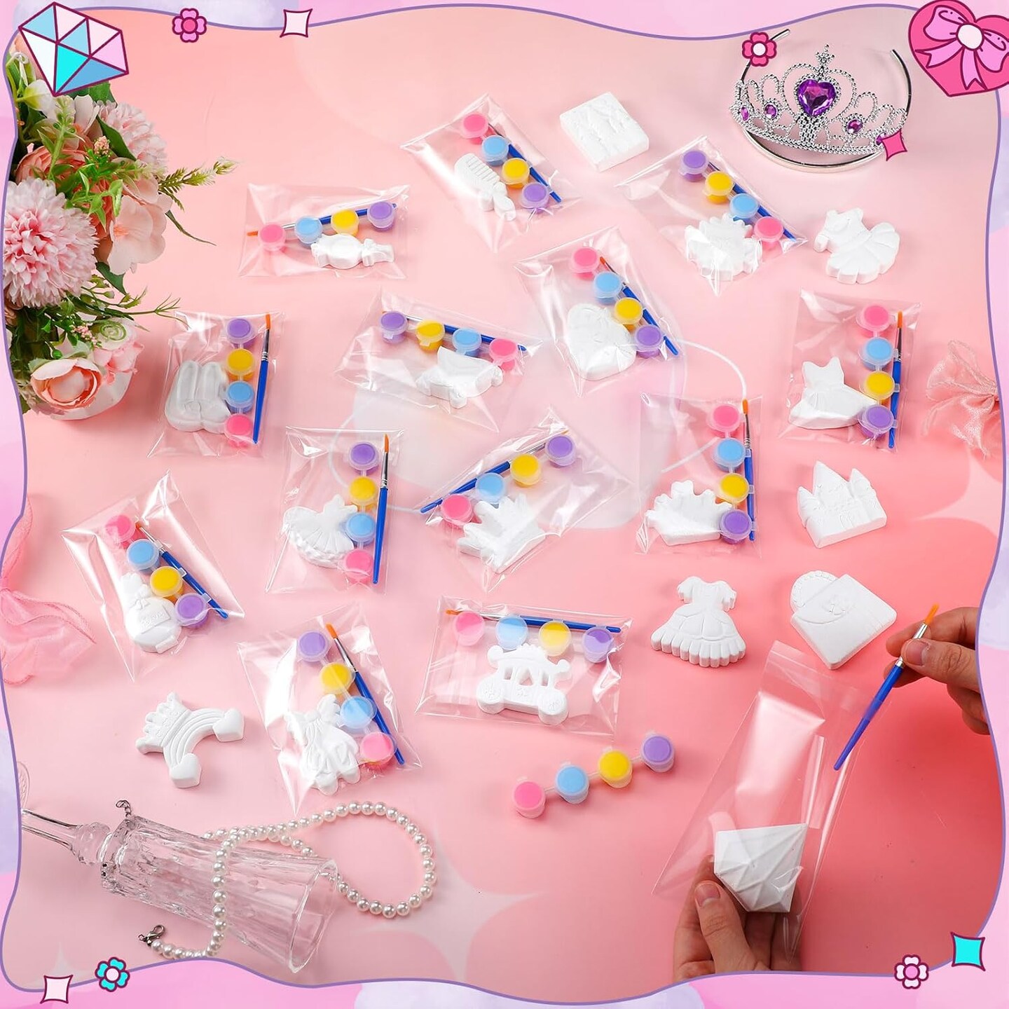 20-Set Princess DIY Painting Kit – Paint Your Own Castle Figurines with Brushes & Acrylics
