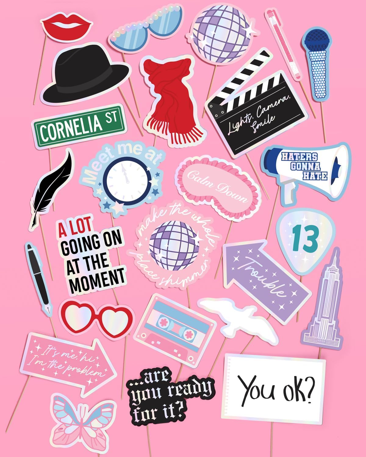Party Era Photo Props - 26 Count | Bachelorette Backdrop, Concert Birthday Party Photo Booth, Birthday Background Decorations