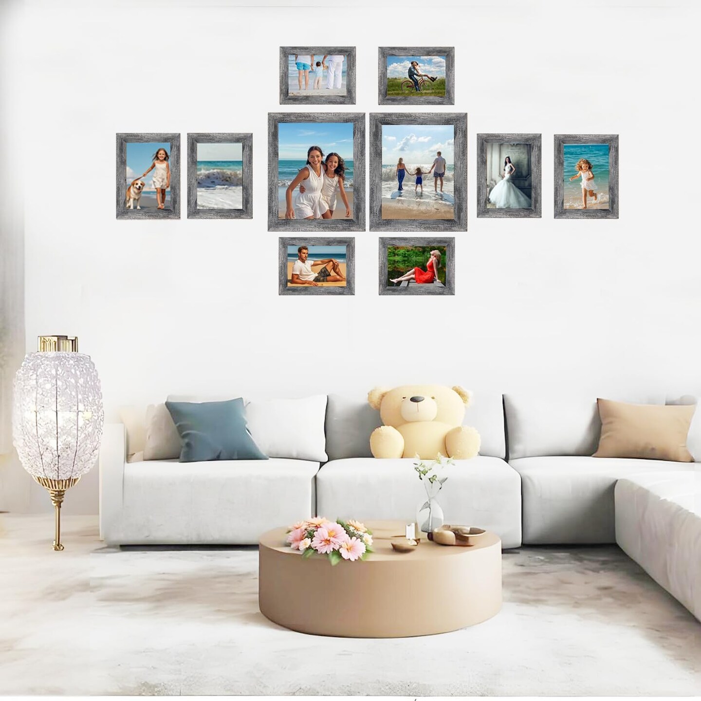 Picture Frames set with Two 11x14, Four 8x10, Four 5x7 Gallery Wall Frame Set,Collage Picture Frame,10Pack Farmhouse wood Photo Frames for living room Wall Gallery Decor or Desk,Rustic Black