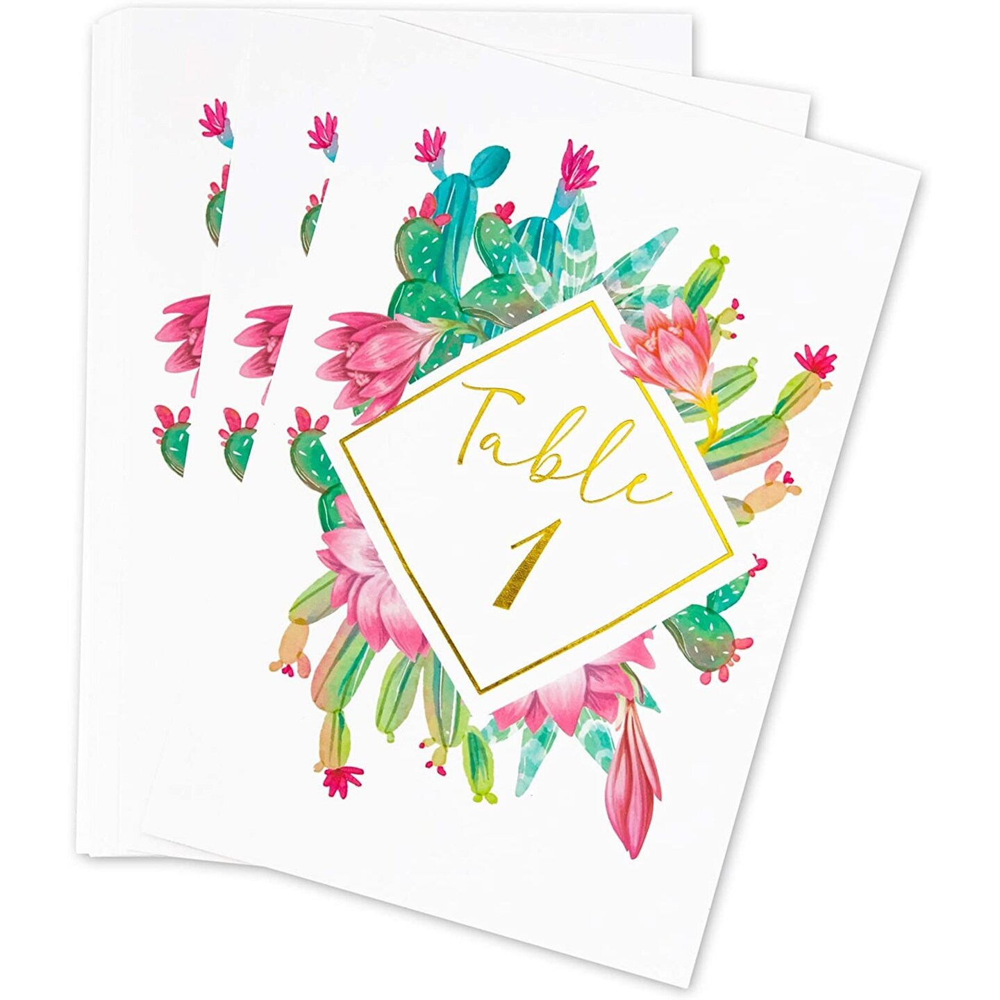 Succulent Wedding Table Numbers, 1-25, Centerpiece Decorations (4 x 6 in, 25 Pack)
