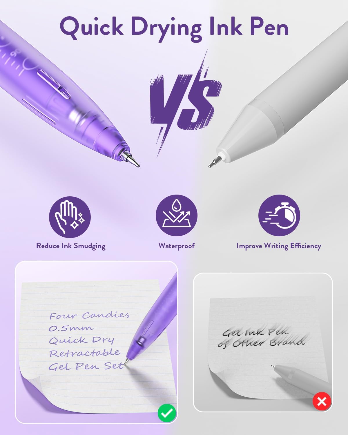 12Pack 0.5mm Quick Dry Retractable Gel Pen Set, Cute Transparent Fine Point Multicolor Note Taking Aesthetic lnk Pens, Comfort Grip 12 Ink Colors Drawing Writing School Office Home