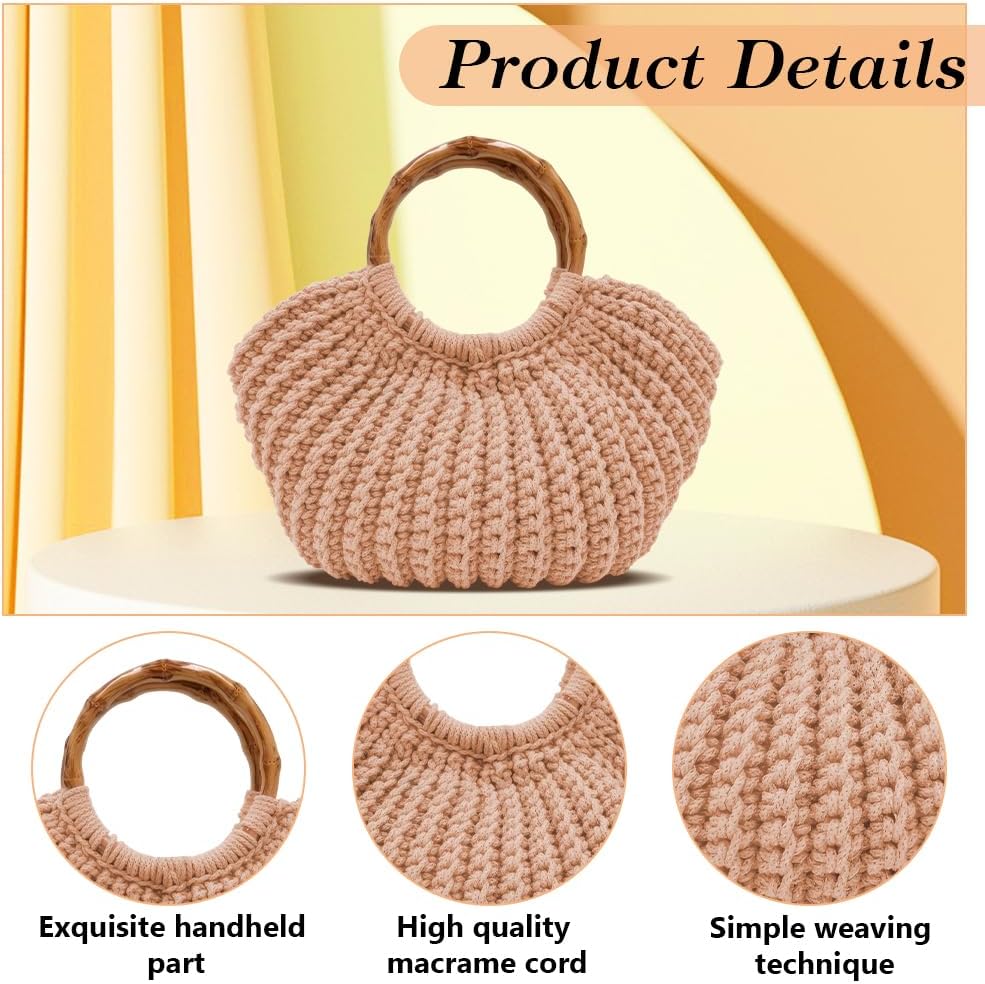 Crochet Bag Kit for Adults Khaki Handbag Crochet Kit for Beginners Tote Bag Starters Set DIY Craft Making Kit with Step-by-Step Instructions and Video Guidance
