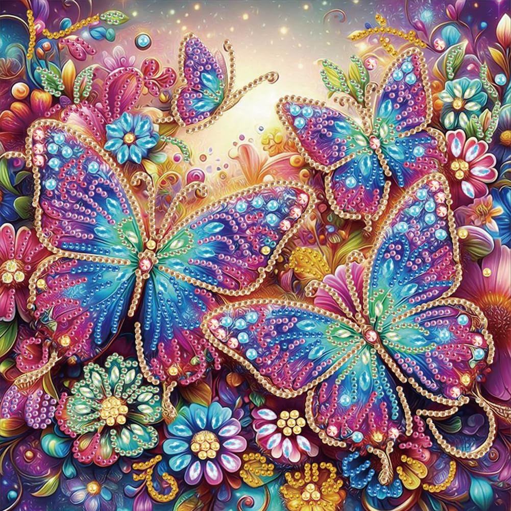 5D Special Shape Diamond Art Kits for Beginners, Diamond Painting Kits for Adults, Crystal Rhinestones Diamond Painting for Home Wall Decoration Gift 12×12inch/30×30cm, Butterfly