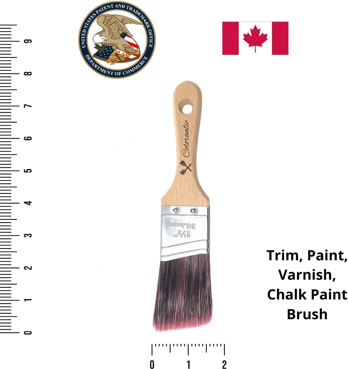 Angle Chalk Based Paint Brush | Silk Brush Art and Craft Home Decor Paint Brushes Walls Trims House Tools (38mm Angle Natural Brush)