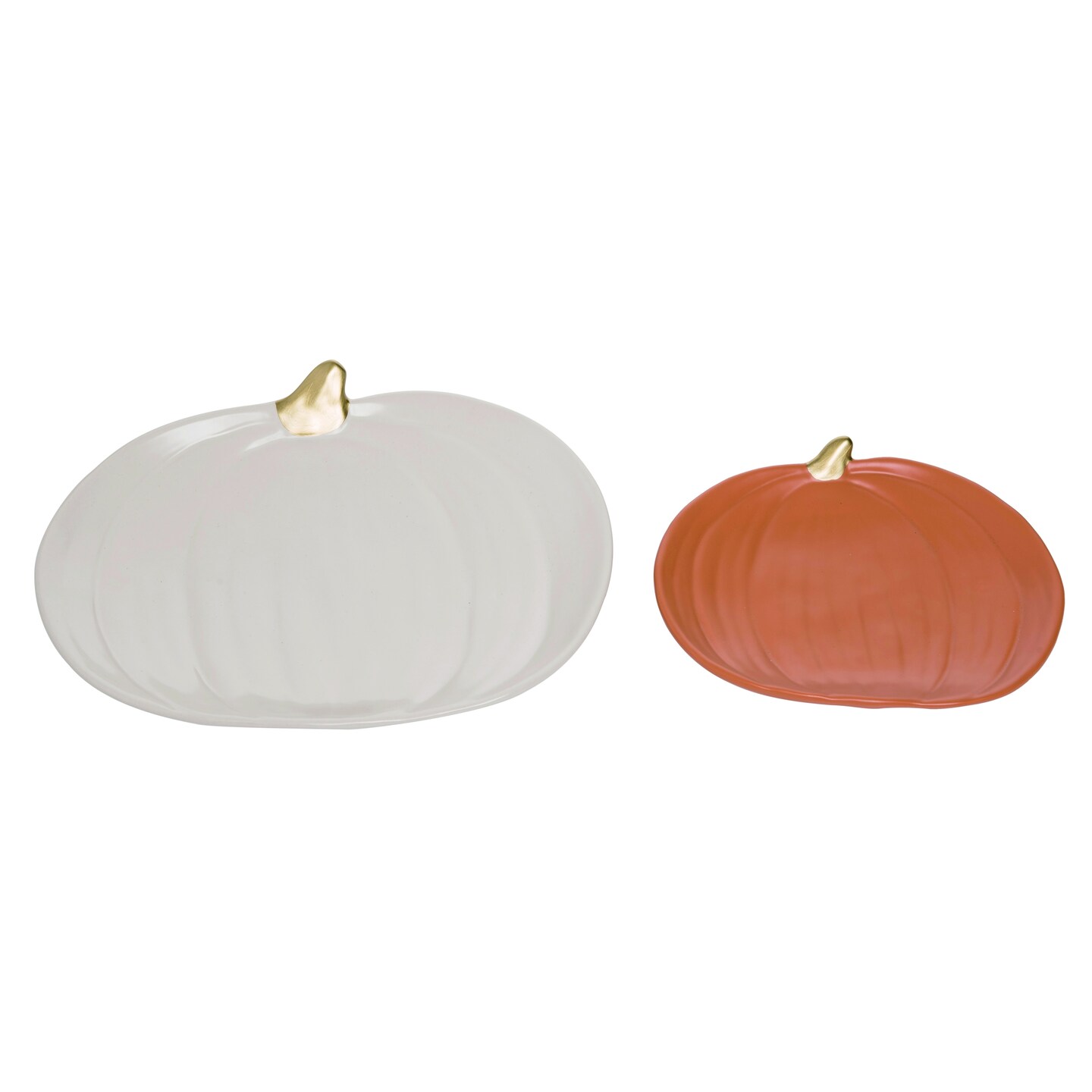 Transpac Ceramic Multicolor Harvest Pumpkin Plate Set of 2, 11.75" Decorative Trays, Food Safe, Fall Tabletop Decor