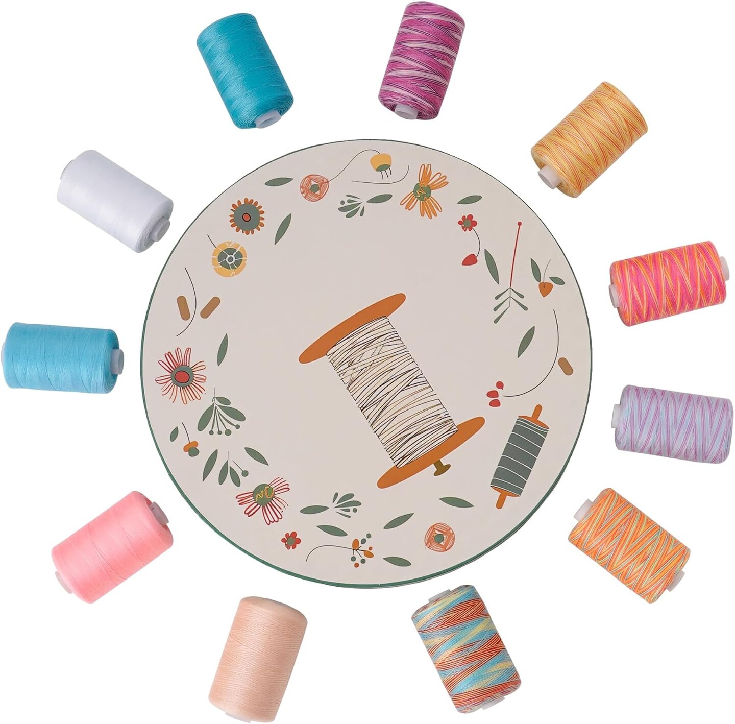 60-Color Polyester Sewing Thread Set 1000yd Spools 30wt All Purpose