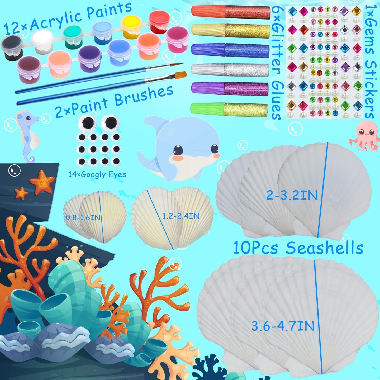 Summer Sea Shell Painting Kit for Kids DIY Painting Present for Girls Boys Easter Art and Craft Kits
