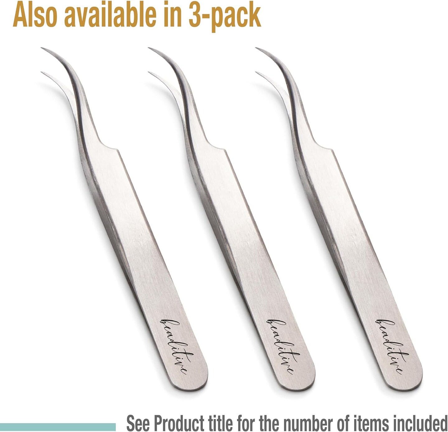 High Precision Curved Tip Tweezers - 4.5&#x22; Craft Tweezers for Sewing, Beading &#x26; DIY Crafts - Non-Serrated Jewelry Tweezer Set with Fine Curved Tips - Stainless Steel Hobby Tweezers