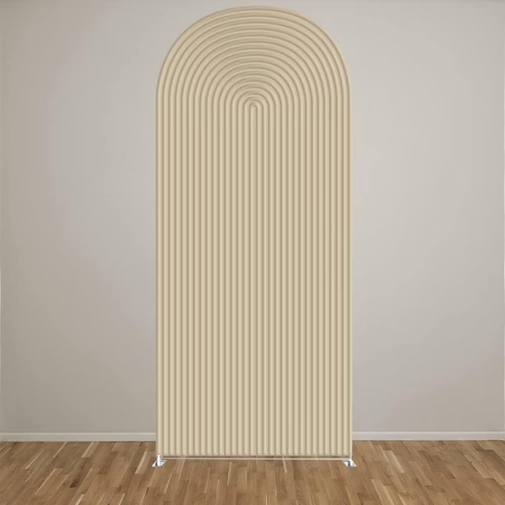 Light Tan Ripples Pattern Arch Backdrop Cover for Birthday Party Wedding Baby Shower Decorations Chiara Backdrops Arched Wall Frame Stands Covers Props GP-454 3ft * 6ft