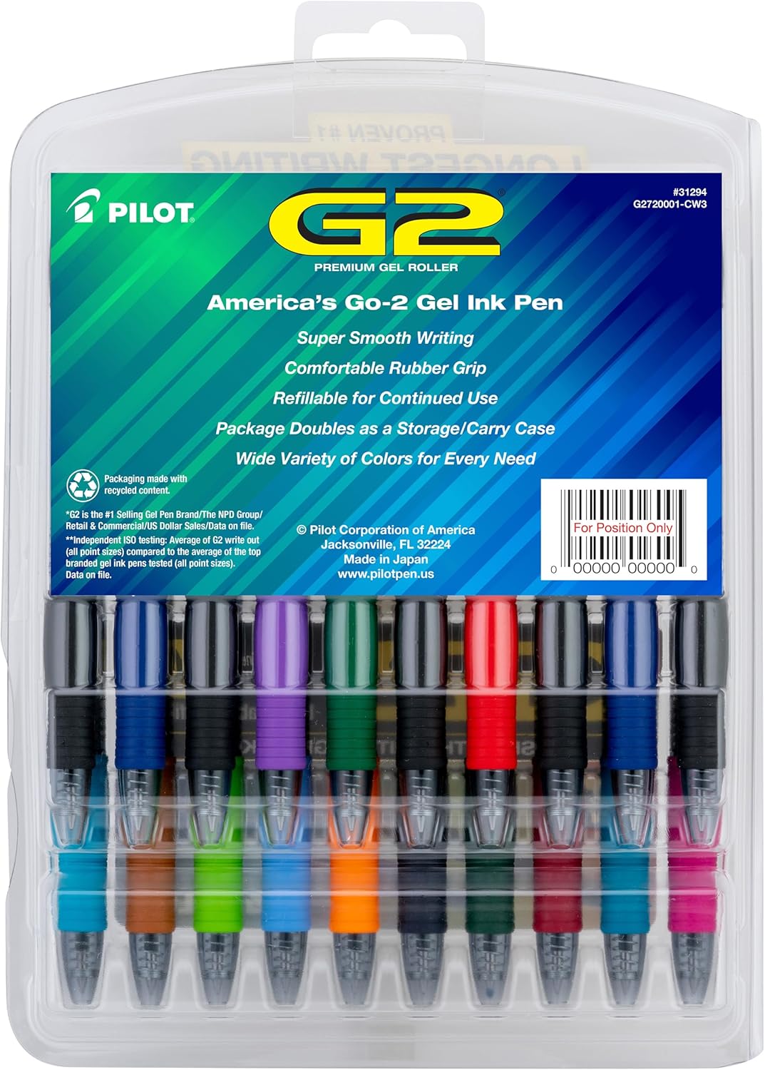 Premium Gel Roller Pens, Fine Point 0.7 mm, Assorted Colors, Pack of 20