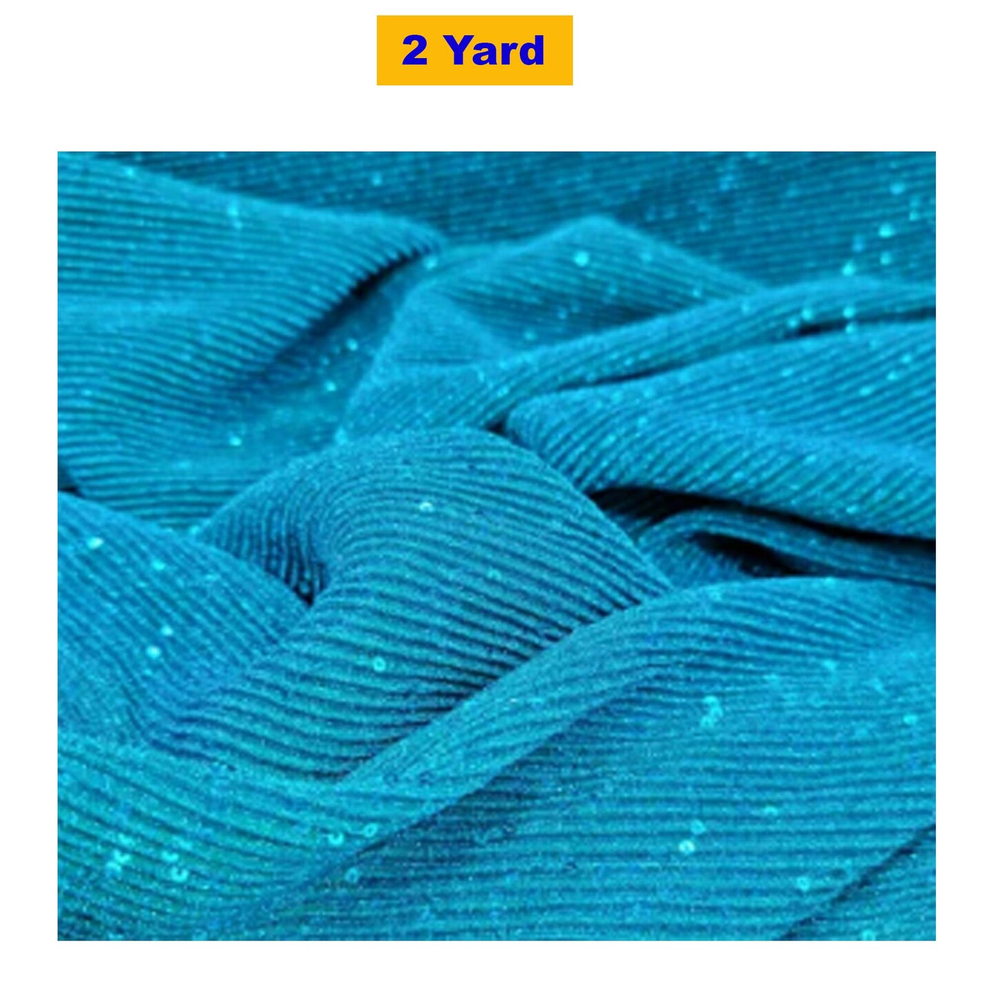 Teal Blue Pleated Stretch Sequin Lame Fabric by the Yard