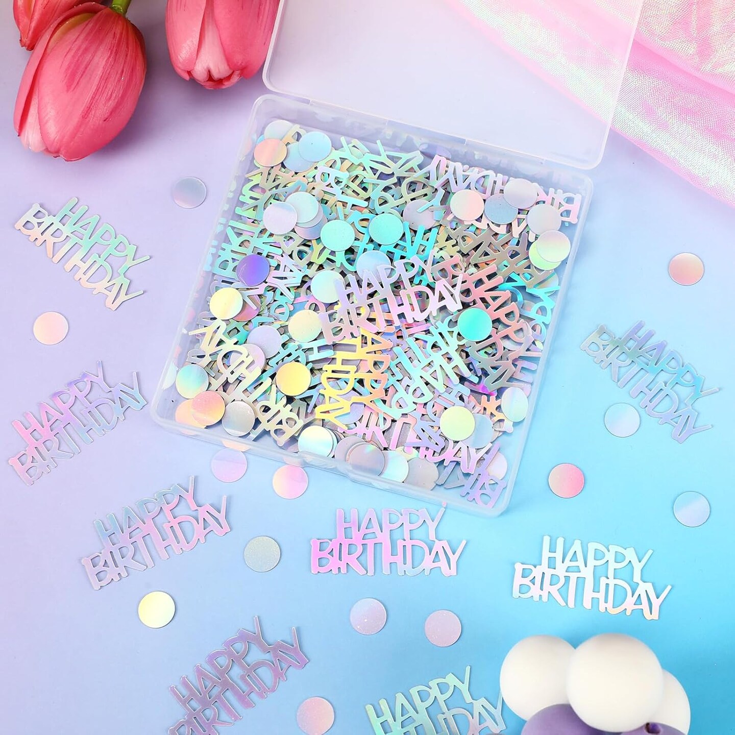 Happy Birthday Confetti, Birthday Party Confetti Metallic Foil Sprinkles Confetti Table Scatter for Kids Adult Party Baby Shower Decorations