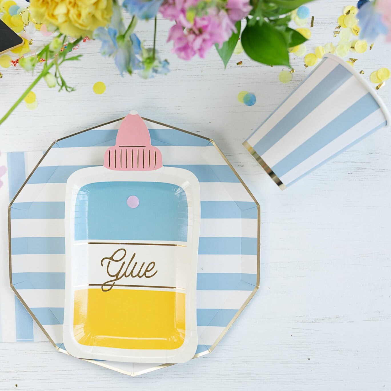 SKY BLUE SIGNATURE CABANA STRIPE CUPS