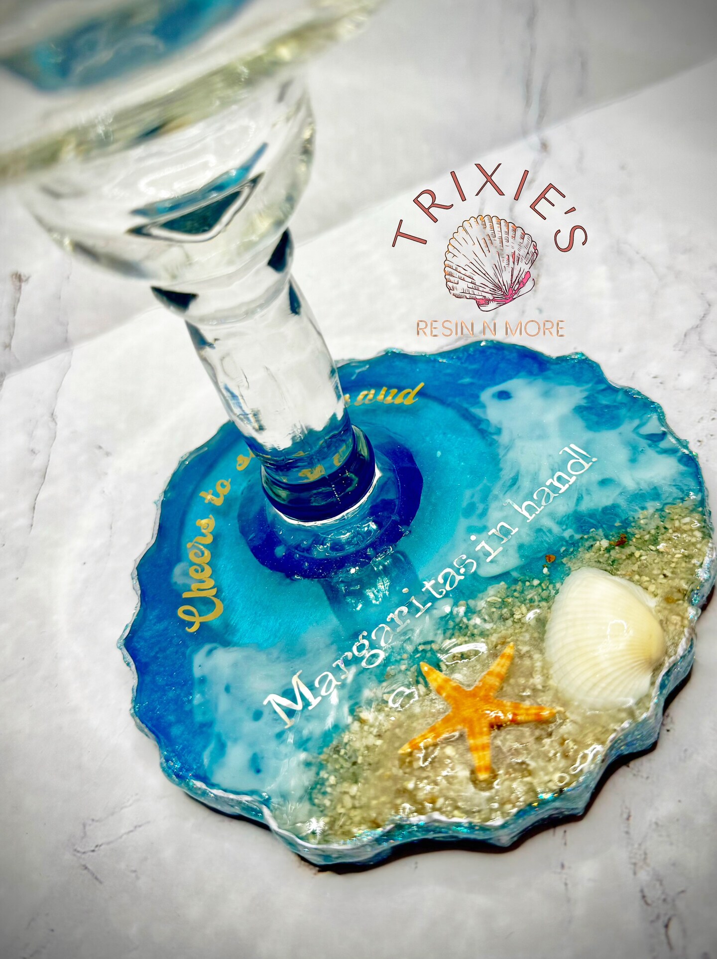 Beach margarita glass Drinking margaritas by the beach glass. Handmade  item of glass, resin, seashells, sand, driftwood, sea glass | MakerPlace by  Michaels