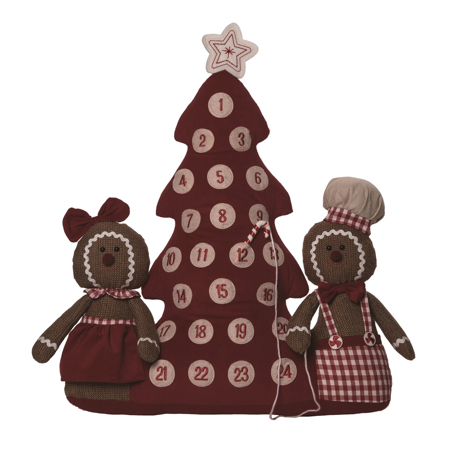 Transpac Polyester 22.5 in. Multicolor Christmas Soft Gingerbread Advent Calendar