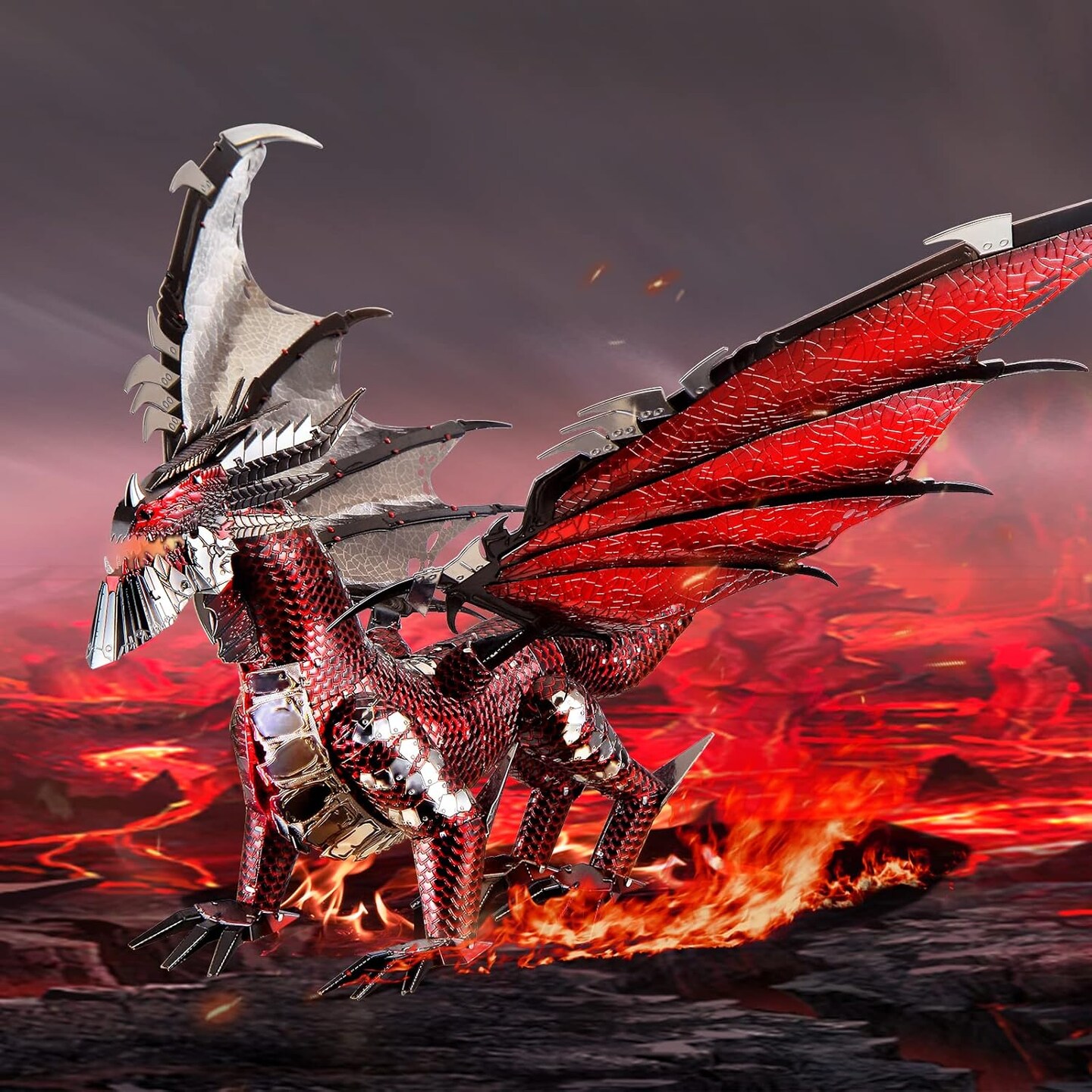 3D Metal Model Kits-Black Dragon King, DIY 3D Puzzles for Kids Brain Teaser Puzzles Toys for Teens
