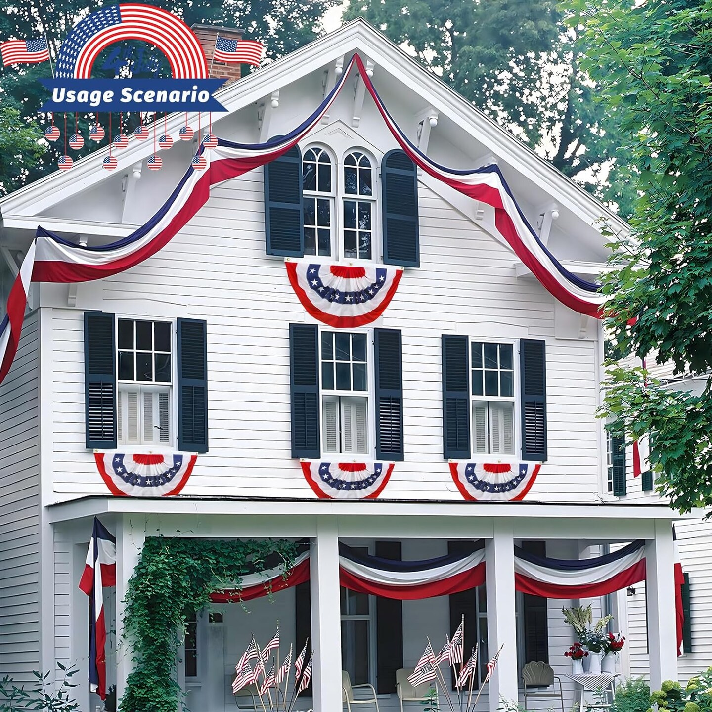 American Patriotic Bunting Flags,Red White and Blue Banner for 4th of July Decorations
