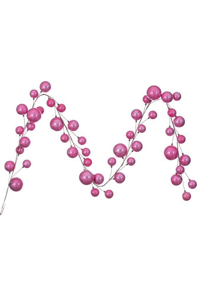 Pink Pearl Assorted Finish Branch Ball Ornament Garland