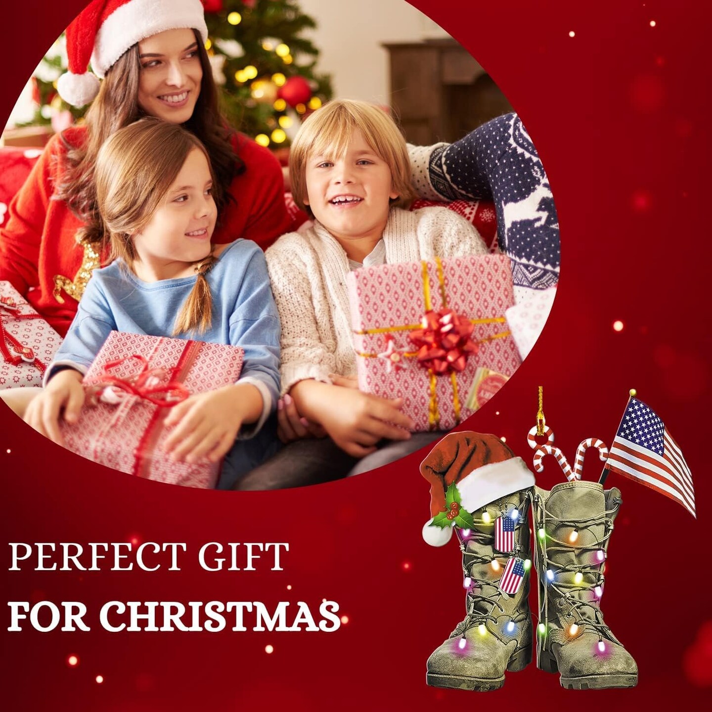Us Veteran Christmas Ornament Flat Shape, Us Army Christmas, Veteran Gifts, Military American Soldier Boots Flag (Army 1)