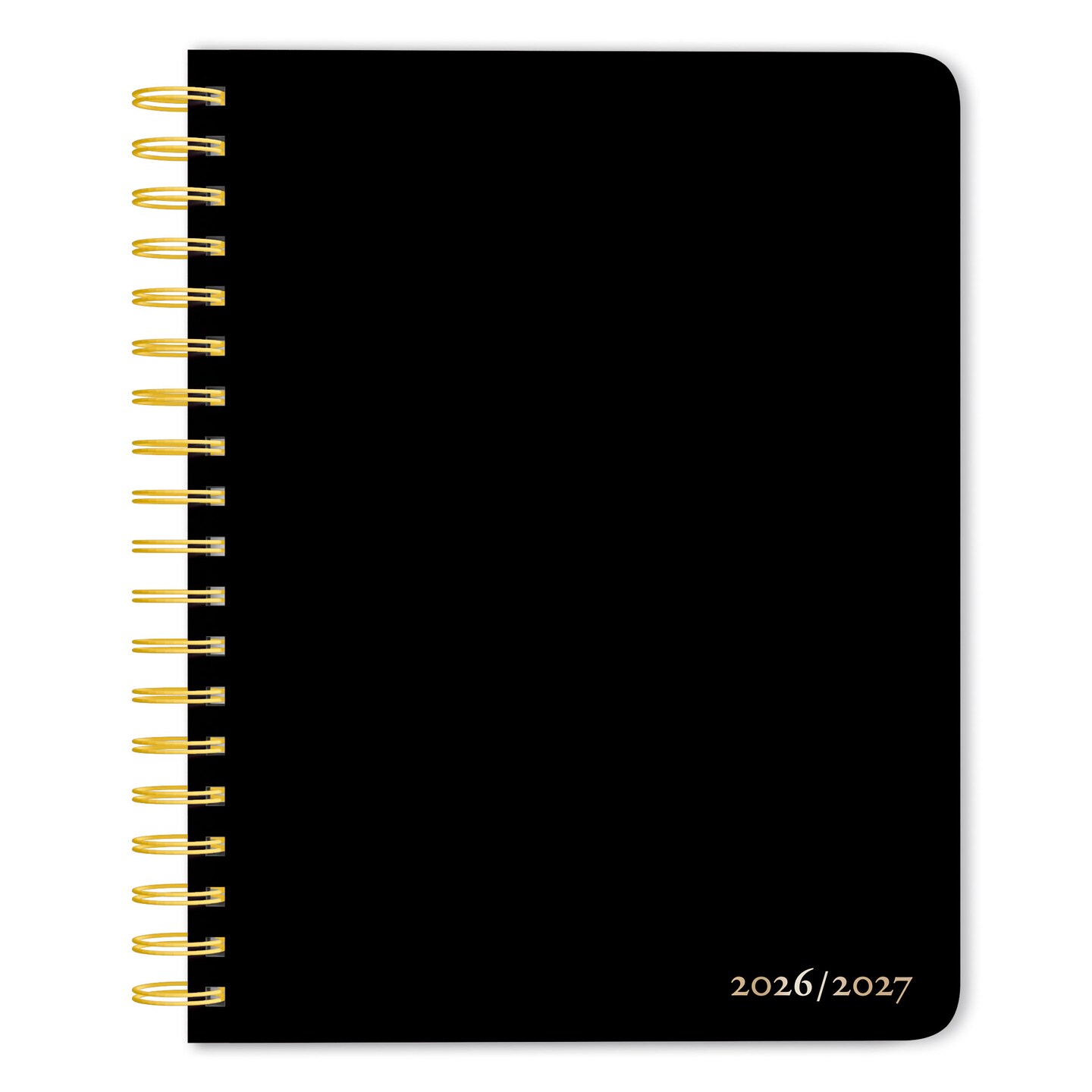 Black Solid | 2027 6 x 7.75 Inch 18 Months Weekly Desk Planner | Foil Stamped Cover | July 2026 - December 2027 | Plato | Planning Stationery
