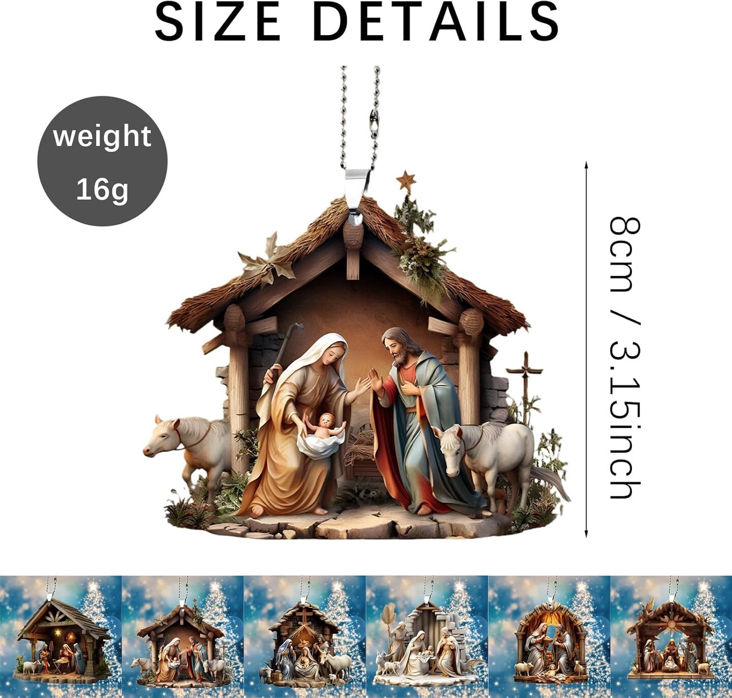 6 Pack Nativity Scene Ornaments for Christmas Tree - Flat 3.15&#x27;&#x27; Height &#x26; Gifts Boxed Keepsake | Nativity Set Indoor, The Birth of Jesus Decor, Religious Gifts for Christian &#x26; Family