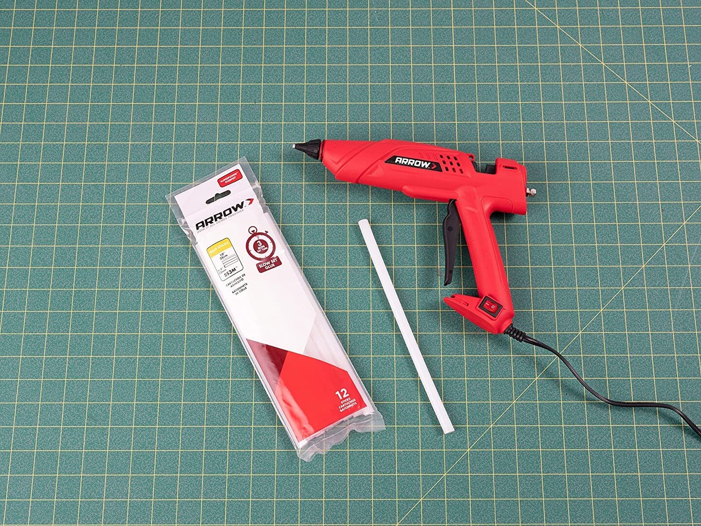 SS3M Full Size Slow Set Glue Sticks for Hot Glue Guns, Use for High Temp and Low Temp Crafting, Hobbies, and General Repair Projects, 10-Inch by 1/2-Inch, Clear, 12-Pack