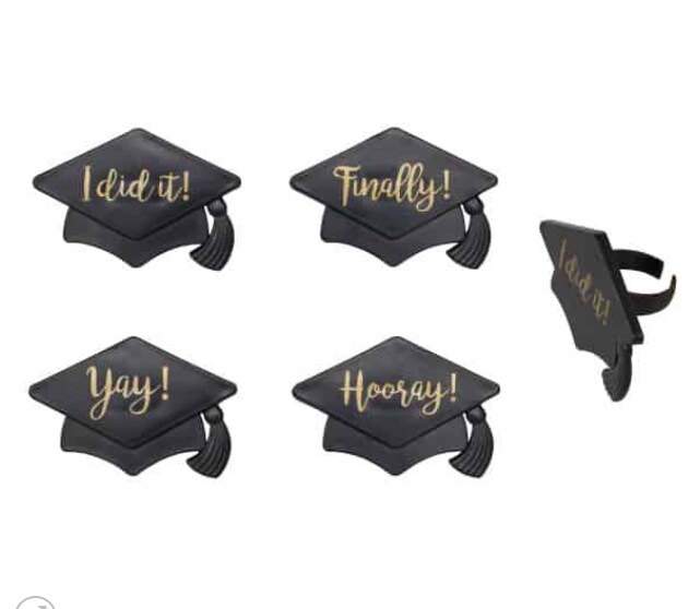 Grad Hat Sayings Cupcake Rings