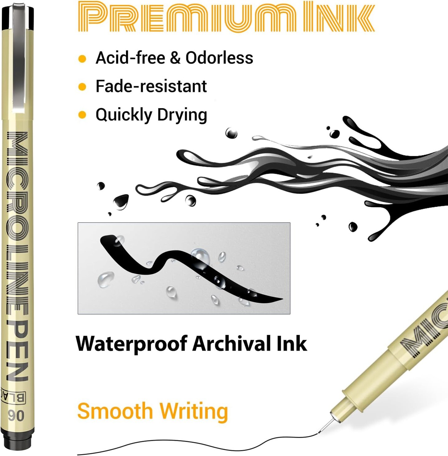 Micro-Pen Fineliner Ink Pens Black: 12 Size Black Micro Pen Set, Fine Line Art Pens for Artists, Waterproof Archival Inking Fine Liners for Technical Drawing, Sketching, Illustration, Manga