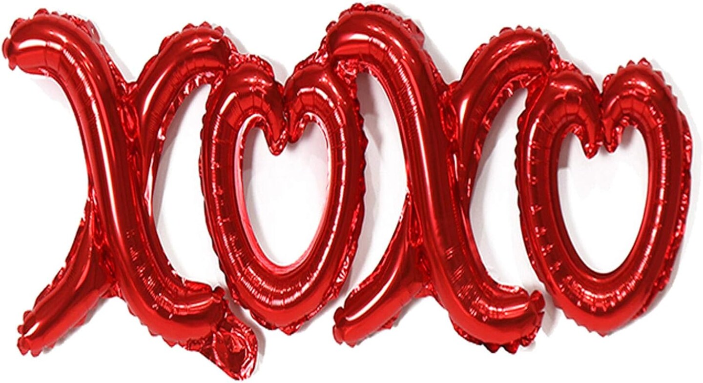 XOXO Letters Red Foil Balloons Valentines Day Balloons for Wedding Mother&#x27;s Day Father&#x27;s Day Propose Marriage Anniversary Backdrop