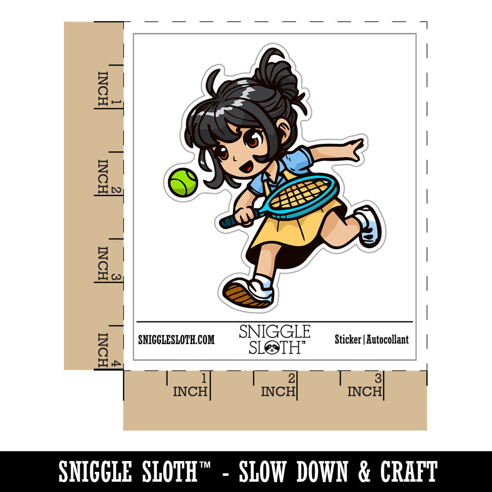 Water Bottle Sticker Set Cute Tennis Girl Ball Chibi Sports Cute Waterproof Vinyl Stickers Pack Decal, Skateboard, Laptop, Car, Window, Bumper - 5 Pack