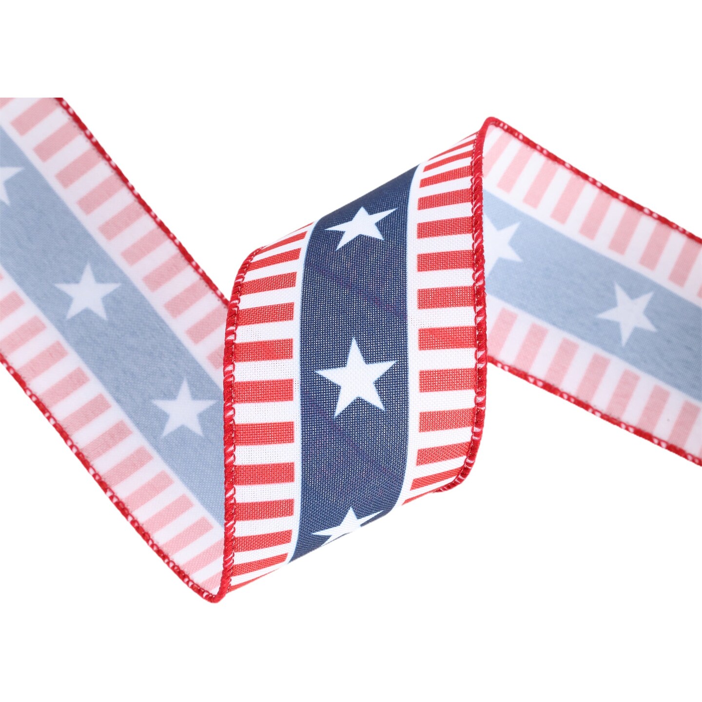 LaRibbons 2 1/2&#x22; Wired Ribbon | Red/White/Blue Stars and Stripes | 10 Yard Roll