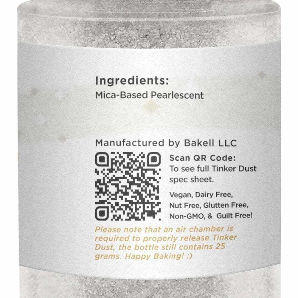 Bakell - White Pearl Tinker Dust Edible Glitter (25g, 1x Mini Spray Pump) for Food, Desserts, and Beverages!