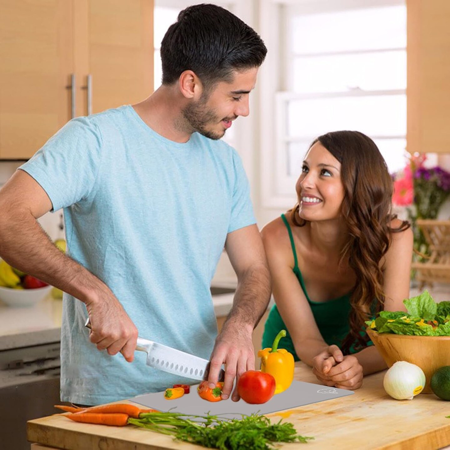 3-Piece Flexible Plastic Cutting Board Set – Color-Coded, Non-Slip, Gray 15x12”