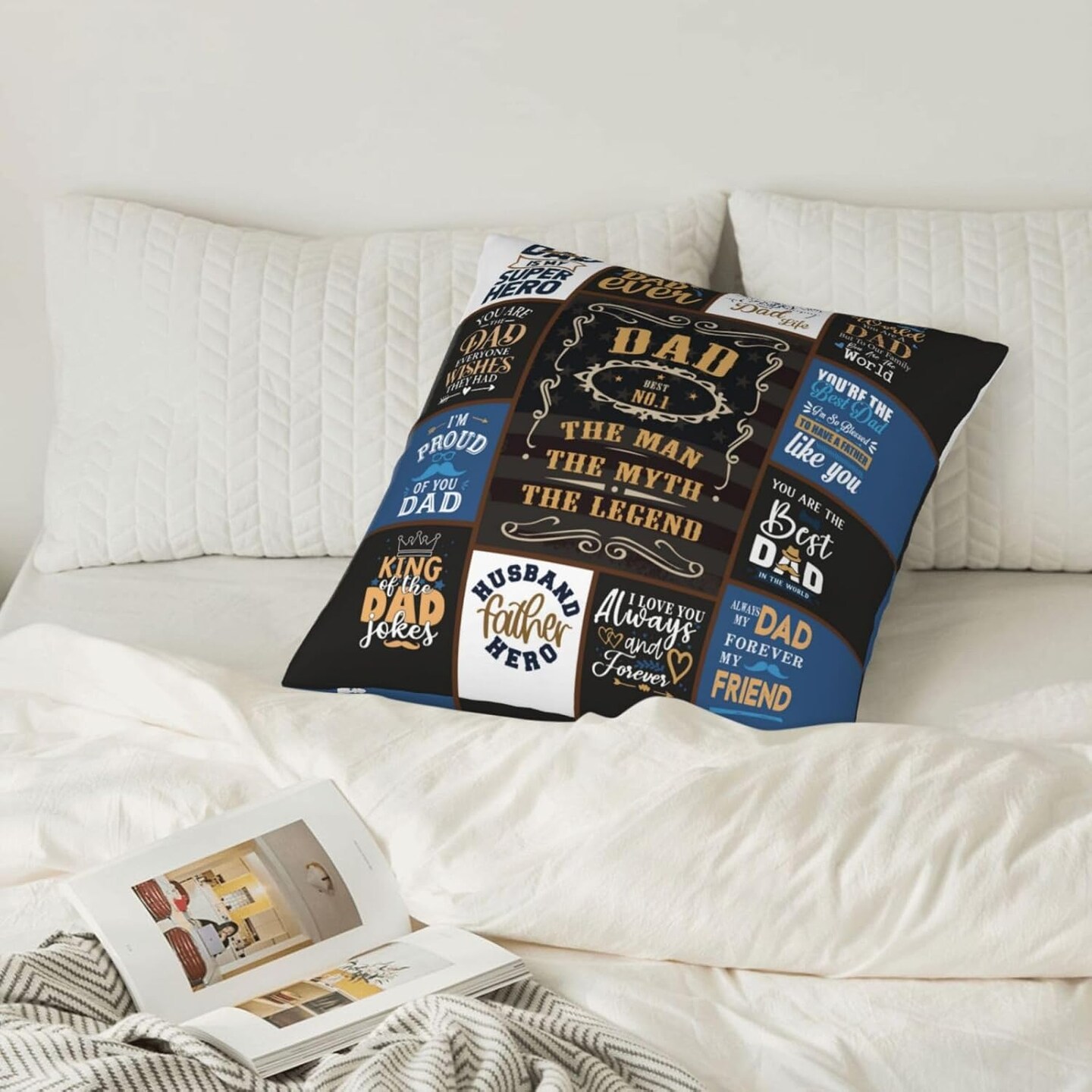 Dad Gifts from Daughter, Gift for Dad from Son, Dads Birthday Gifts Ideas, Presents for Dad from Kids, Best Dad Gifts, Father Bday Gifts Throw Pillow Covers 18 x 18 Inch