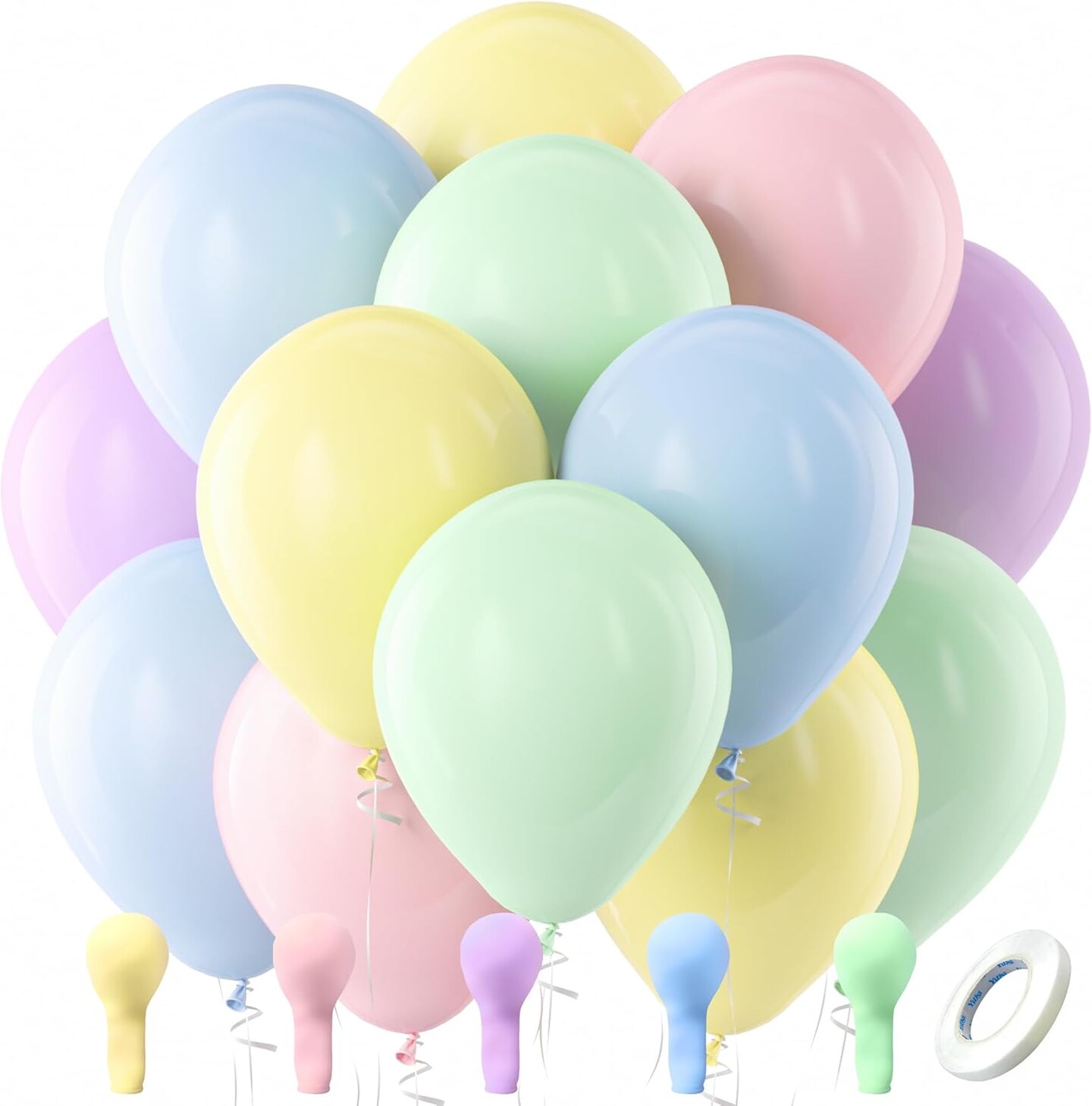 Pastel Balloons Latex Party Balloons, 100 Pack 12 inch Round Helium Multicolor Macaron Balloons