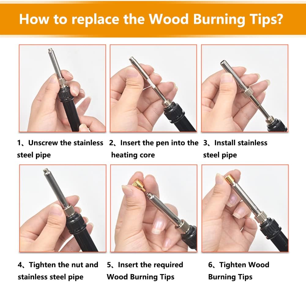 Wood Burning Tips Set and Stencils, Pyrography Wood Burning Alphabet Numbers Symbols Stamps Set&#xFF08; Include 53 Assorted Wood Burning/Carving/Embossing &#x26; Soldering Tips and 8 Stencils&#xFF09;