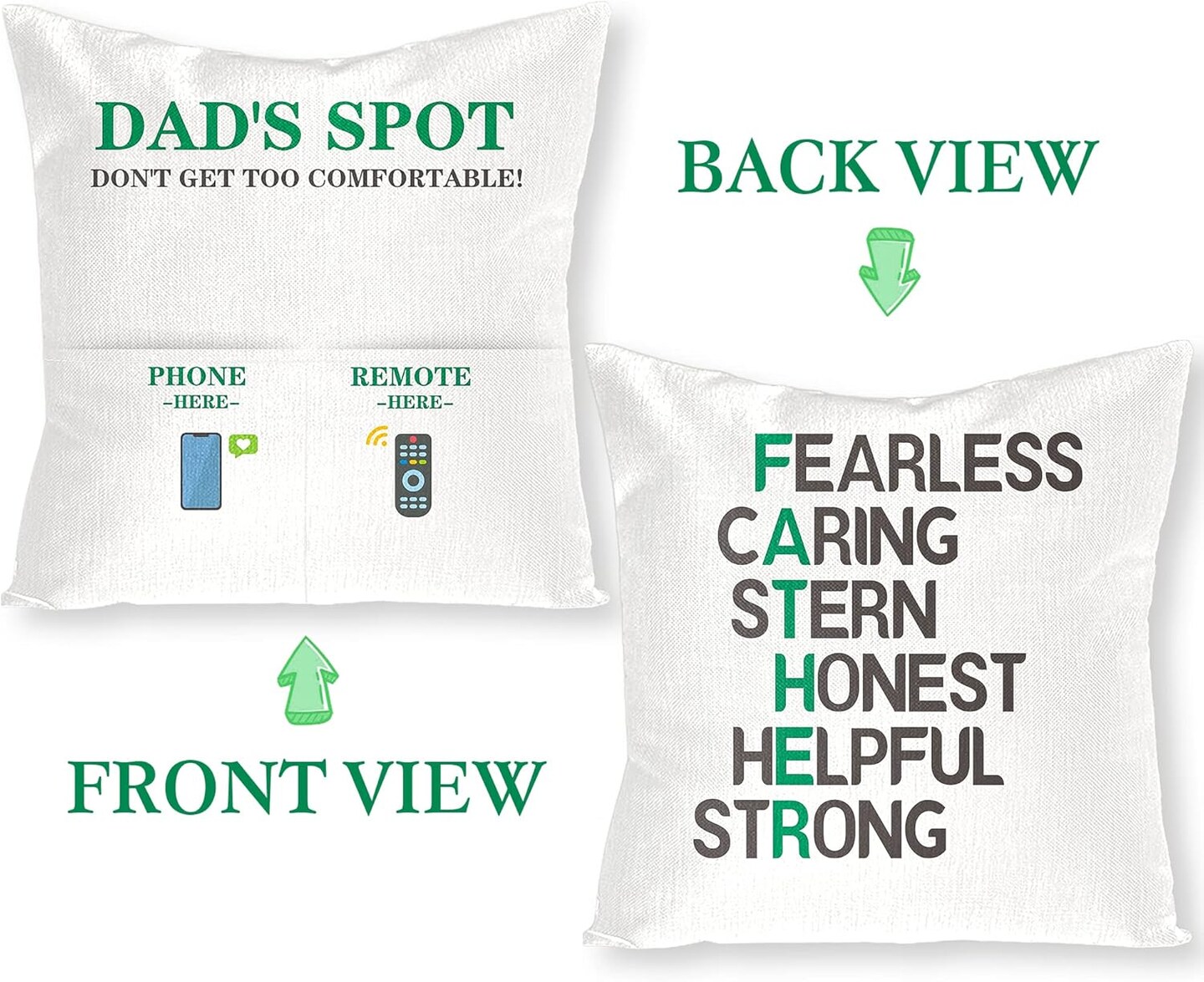 1PCS Dad’s Spot Throw Pillow Case, Father's Day Pillow Cover with 2 Pockets, Father's Day, Birthday, Thanksgiving Gift for Daddy Papa, Father's Day Linen Square Throw Pillow Case for Sofa Bed