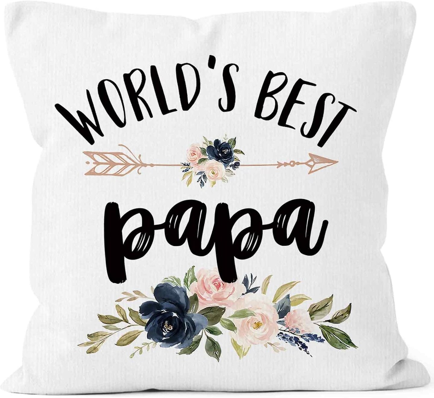 World&#x27;s Best Papa Gifts Throw Pillow Cover 18x18, Birthday Holiday Pillow Case for Father, Father Dad Square Decor Pillowcase for Home Bedroom Living Room Couch Bed Sofa