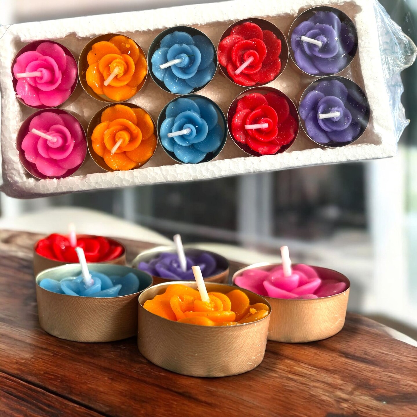 Rose Tealight Candles Handmade Rose Shaped Bulk Candle - 3 Hour Extended Burn Time - Tealight Candles for Birthday Wedding Bridal Shower Return Gift Valentine&#x27;s Day Spa Christmas Home Decor