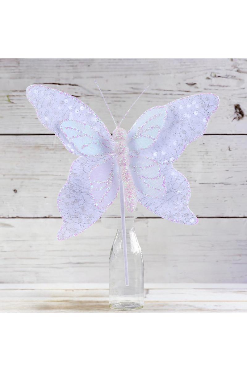 12&#x22; Iridescent Sequin Butterfly: White