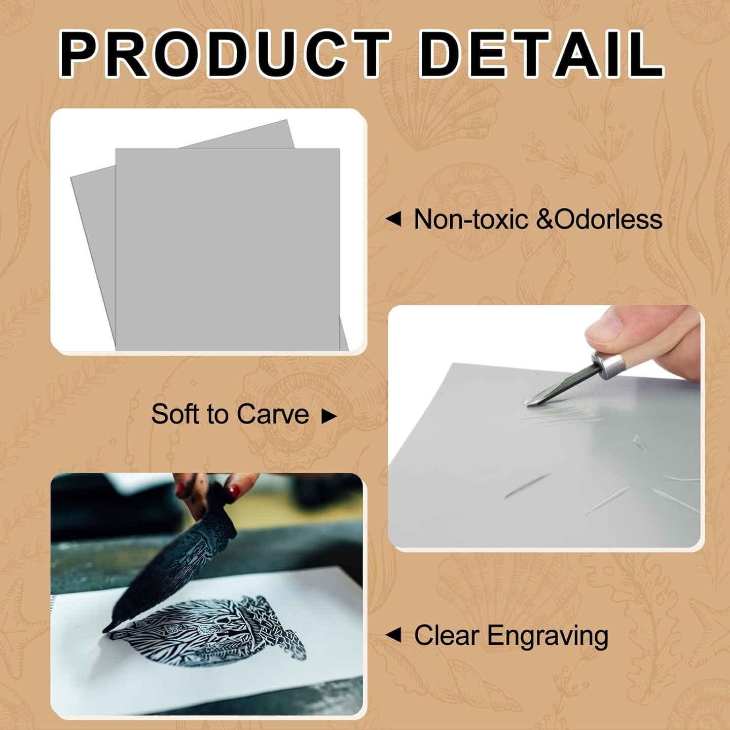 8-Pack 6"x6" Gray Linoleum Carving Blocks for Printmaking & Art Projects