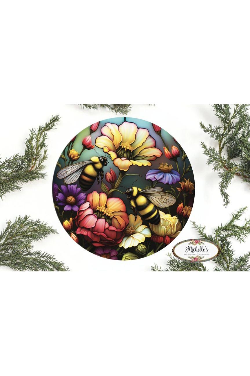 Colorful Bumble Bee Round Sign