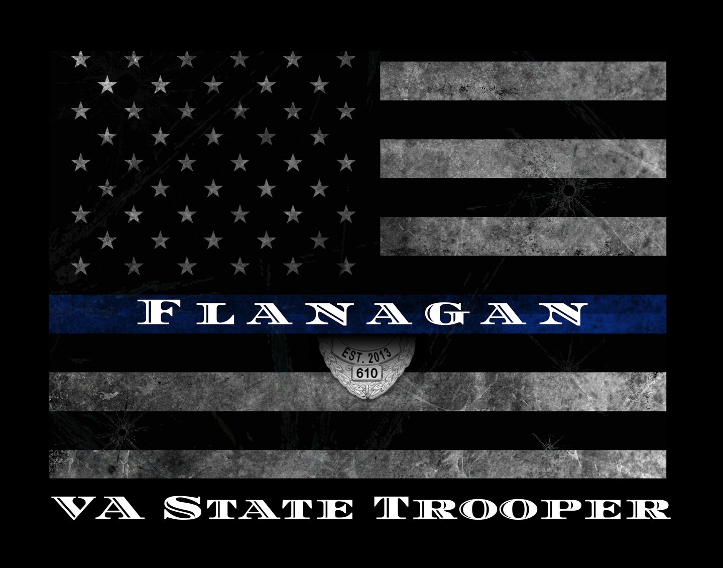 Police officer Back the Blue Thin Blue Line Art