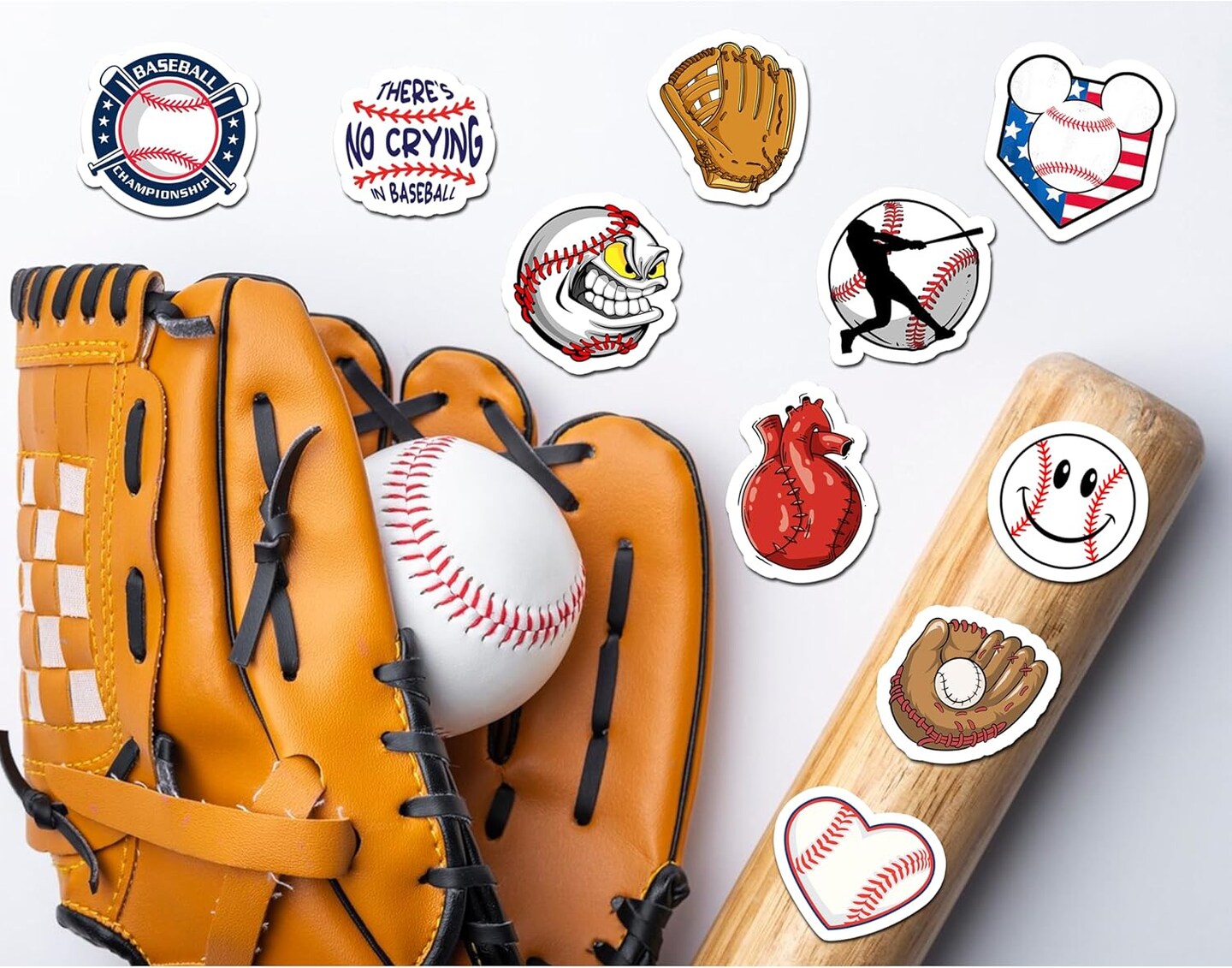 50 Pcs Baseball Stickers, Baseball Vinyl Stickers for Water Bottle, Laptop, Phone, Baseball Gifts, Sport Stickers Baseball Decorations for Teens Boy (Baseball Stickers Decal)