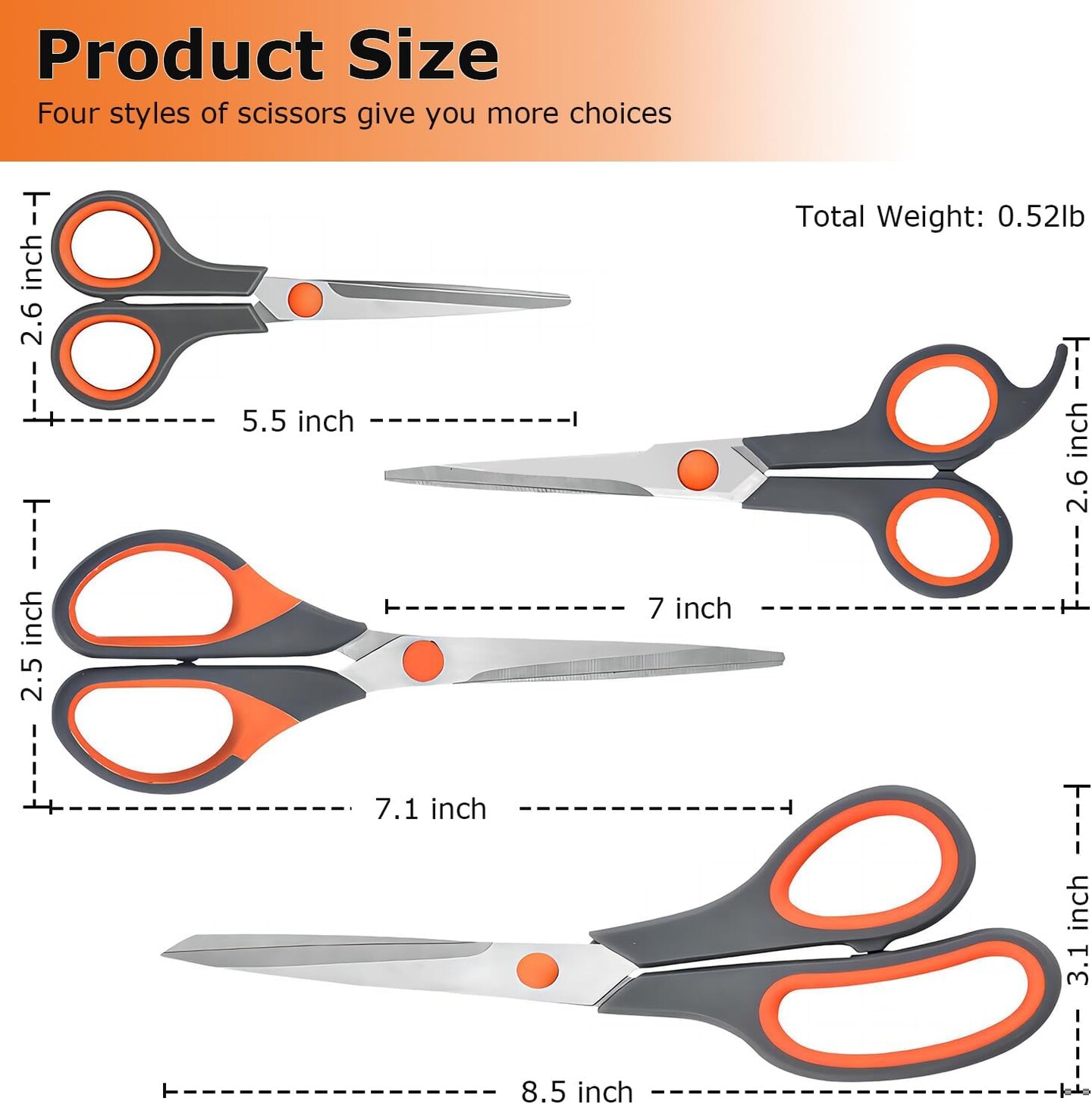 4-Pack Multipurpose Scissors Set – Ultra Sharp Soft Grip for Home, Office & Crafts