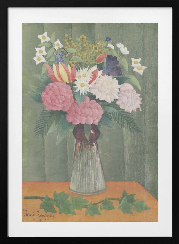 Flowers In a Vase by Henri Rousseau Framed Art