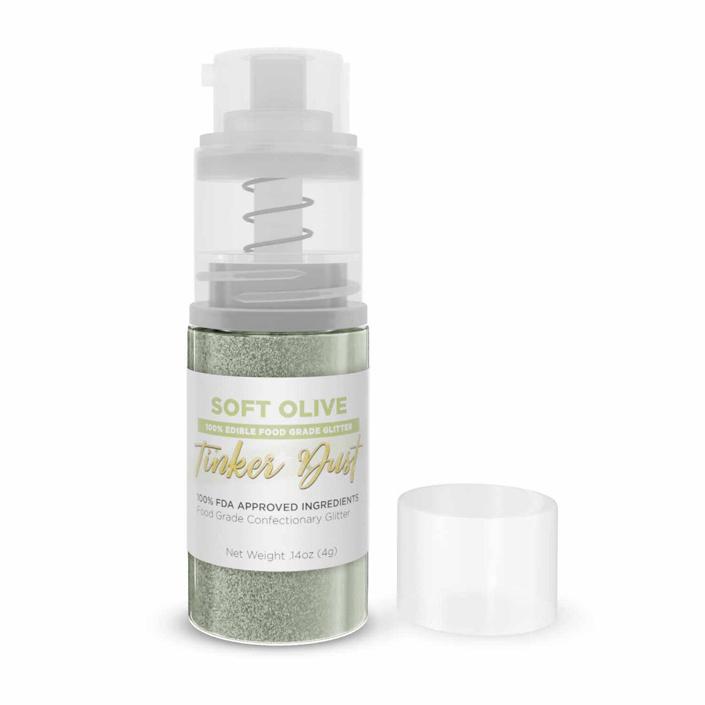 Bakell - Soft Olive Tinker Dust Edible Glitter (4g, 1x Spray Pump) for Food, Desserts, and Beverages!